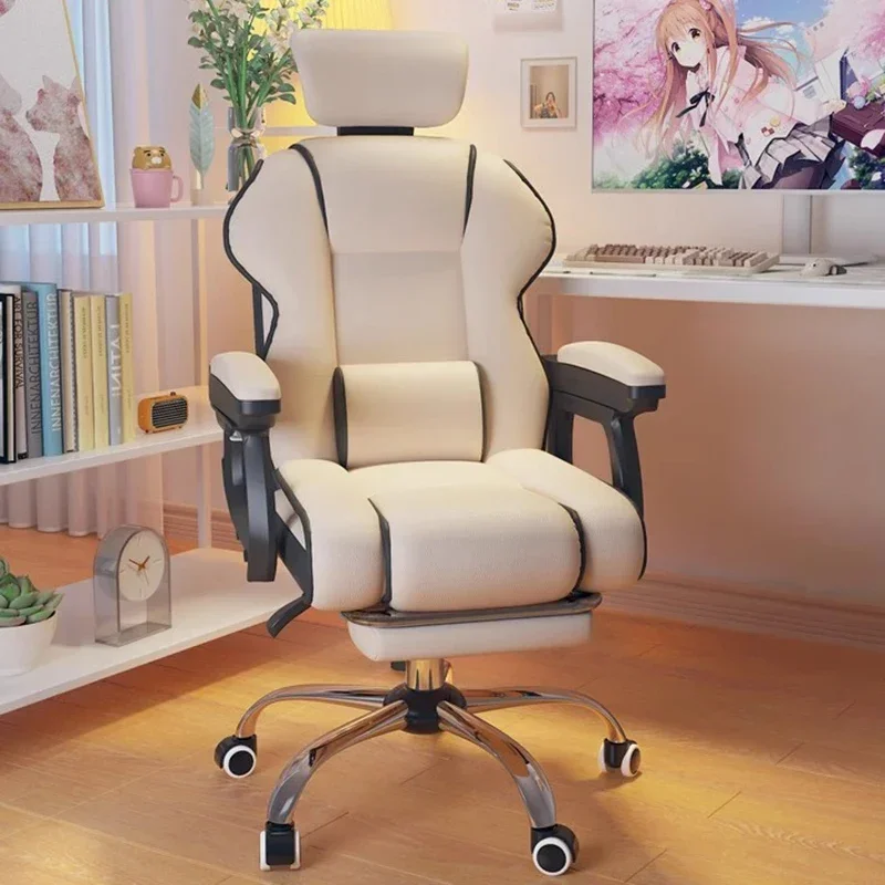 

Minimalist Ergonomic Office Chair Comfy Pillow Premium Aesthetic Gaming Chair Mobile Footrest Silla Gaming Furniture