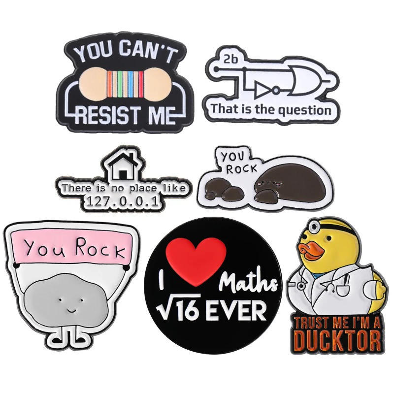 7style Funny Puns Enamel Pin You Can't Resist Me Brooches Ducktor You Rock Badge No Place Like Home Jewelry Clothing Decor Gift