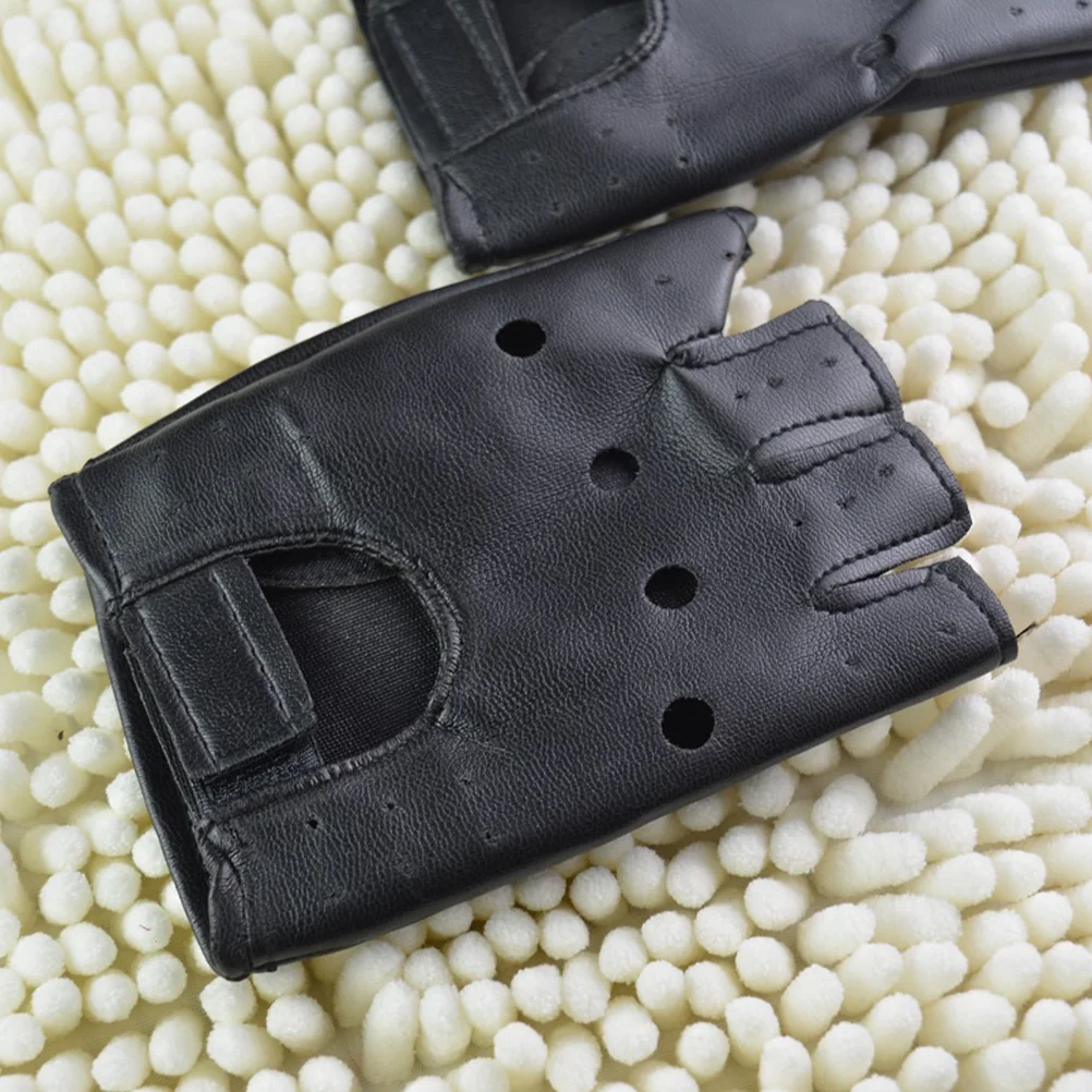 Paar heren punkstijl halfvingerhandschoenen zwart winddicht kasjmier buitensporthandschoenen voor fietsen skiën wandelen