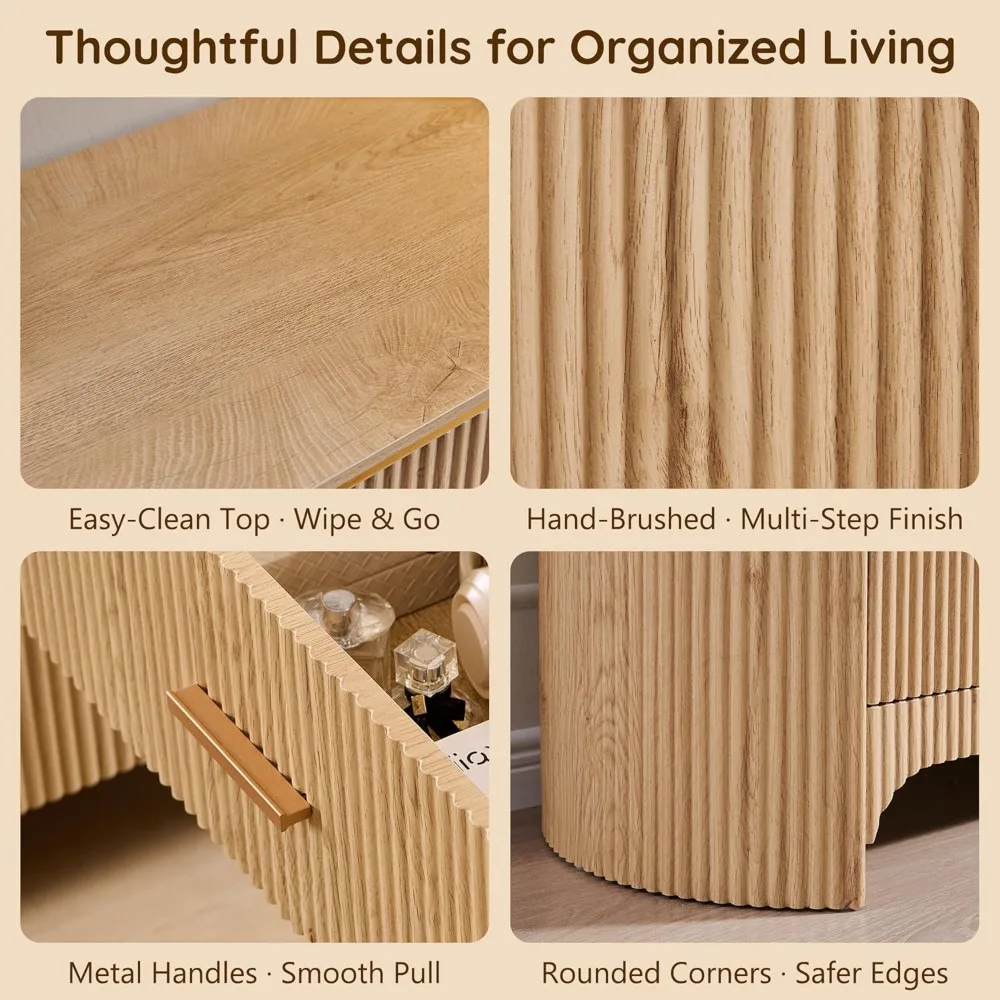 خزانة ذات 8 أدراج لغرفة النوم بتصميم منحني، خزانة ذات أدراج واسعة 53.9 وات مع ألواح أمامية مقشرة، وحدة تخزين واسعة #5