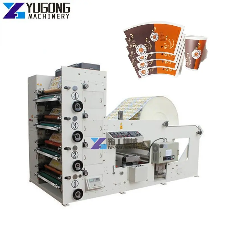 YG Paper Cup Fan Flexo Printing Machine Flexographic Printer Single Wall Cup Head Proof PE Coated Free Design Flexo Printing