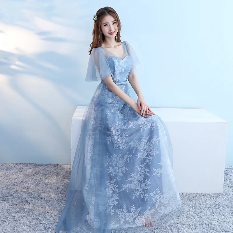 Europeu e americano vestidos de dama de honra longo 2025 nova primavera verão vestidos de noite irmãs grupo magro vestidos de dama de honra