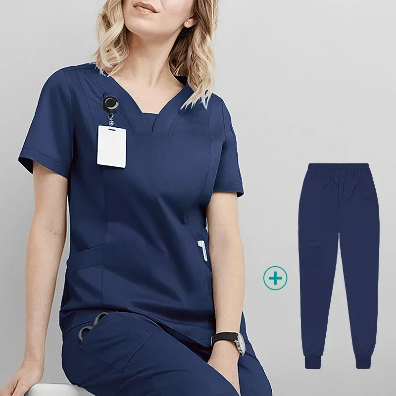 Surgical Uniforms Woman Scrub Set Medical Nurse Beauty Salon Workwear Clinical Scrubs Top + Pant Spa Doctor Nursing Tunic Suit