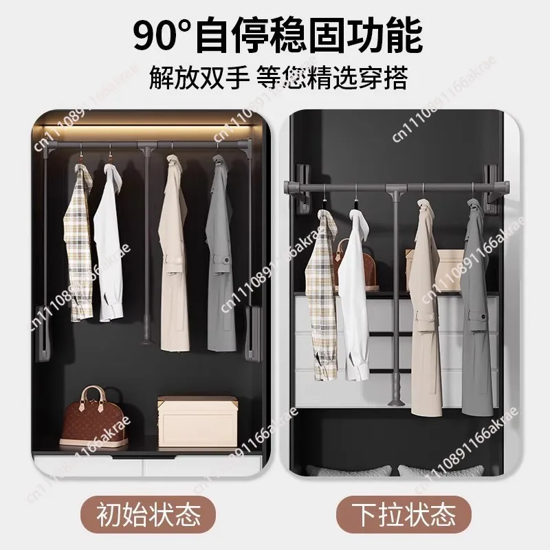 for Wardrobe lift hanging clothes rod pull-down wardrobe electric lift cabinet telescopic clothes rod aluminum alloy