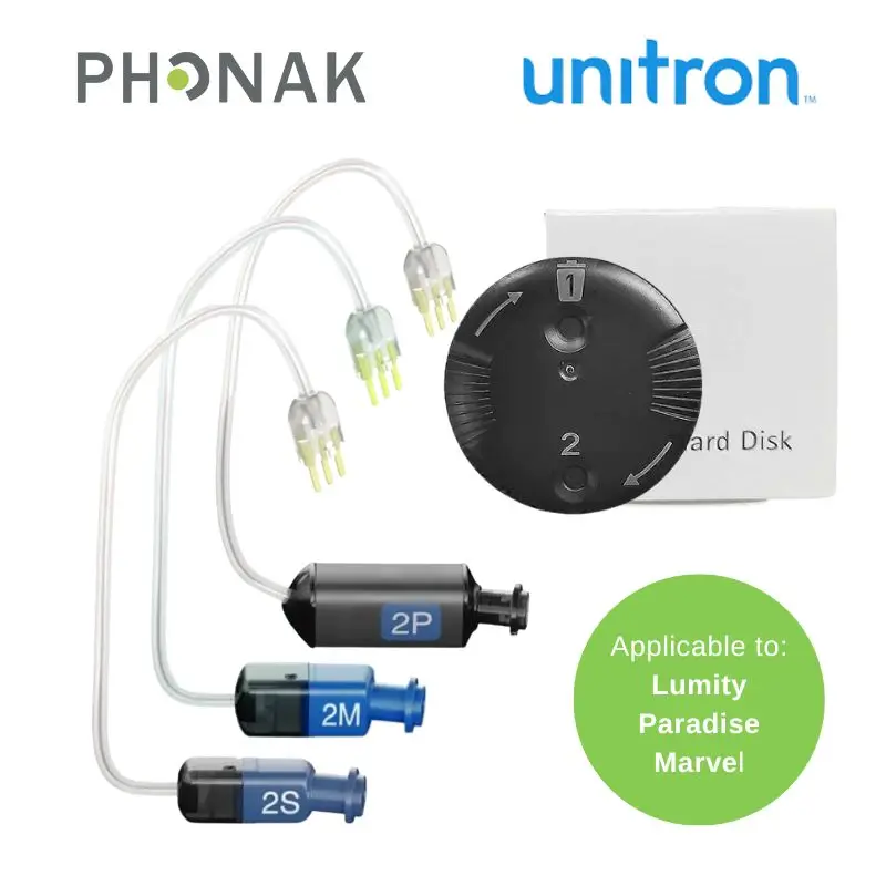 Phonak Unitron Size 2 Receiver + 1pack CeruGuard Wax Guard RIC Hearing Aid SDS 4.0 Replacement Receiver Standard Power RIC Wire