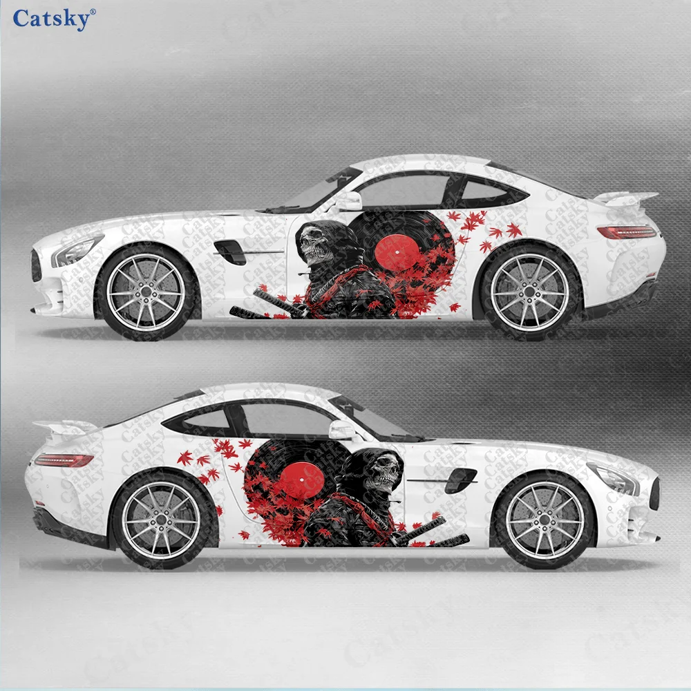 

2pcs urfing Rose Skull Boy Car Side Decals, Self-Adhesive PVC Waterproof & Scratch-Resistant Stickers, Fashionable Decals