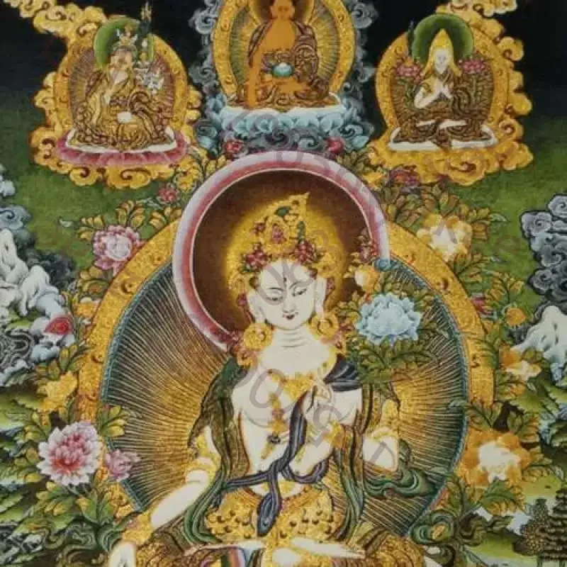 Tibet Tibetan Cloth Silk White Tara Spirit of Compassion Goddess Tangka Thangka