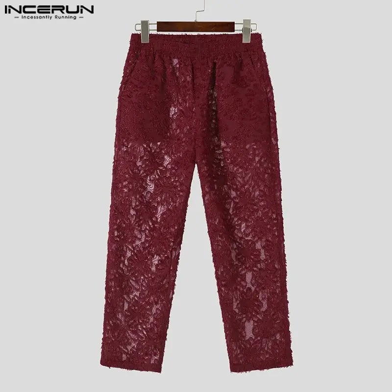 INCERUN 2024 American Style Trousers New Men Stylish Jacquard Fringe Plush Pantalons Casual Streetwear Hot Sale Long Pants S-5XL