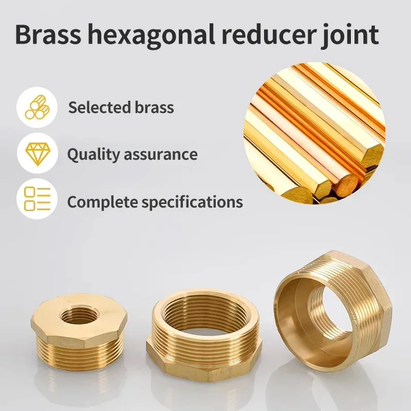 Reducer Pipe Fitting F To M Threaded Brass Hex Bushing 1/8 1/4 3/8 1/2 3/4 Reducing Copper Water Gas Adapter Coupler Connector