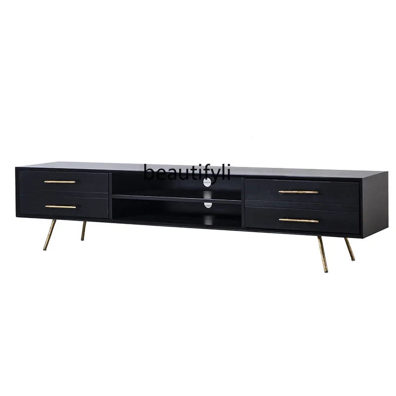 

Nordic Solid Wood TV Cabinet Coffee Table Combination American Light Luxury Living Room Modern Minimalist Floor Cabinet