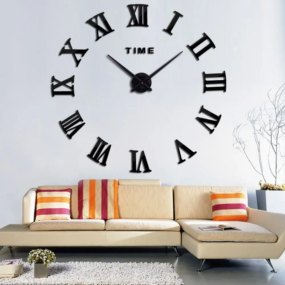 2022 New 3D Roman Numeral Acrylic Mirror Wall Clock Sticker Fashion DIY Quartz Clocks Watch Home Decoration Living Room Stickers