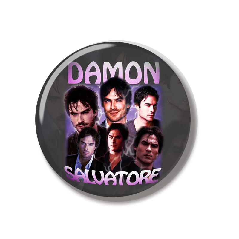 44MM Damon Salvatore The Vampire Diaries Pin Soft Button Jewelry Creative Badge Cartoon Brooch Lapel Pin Canvas Bag Decoration