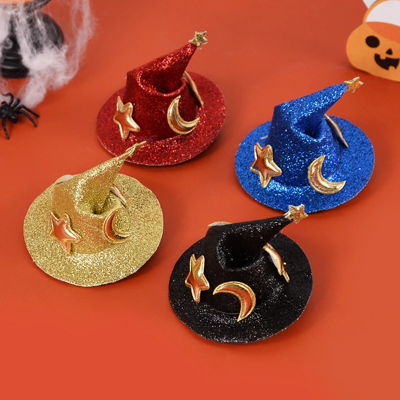 Halloween Children DIY Witch Clip Witch Small Pointed Hat Hair Pin Decor Cute Hairclip Accessory Halloween Party Festival Supply