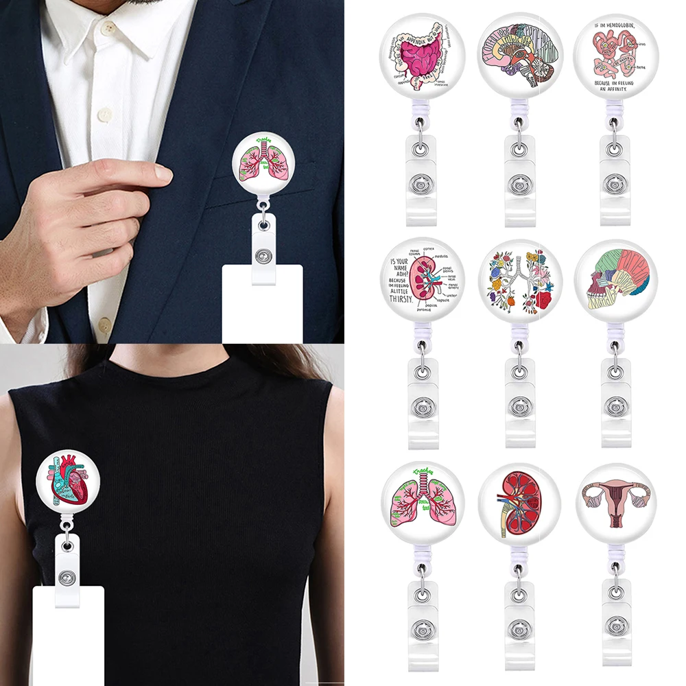 1pcs Retractable Badge Reel For Medical Worker Employee Card Holder Clip Badge Holder With Drawstring Office Accessories