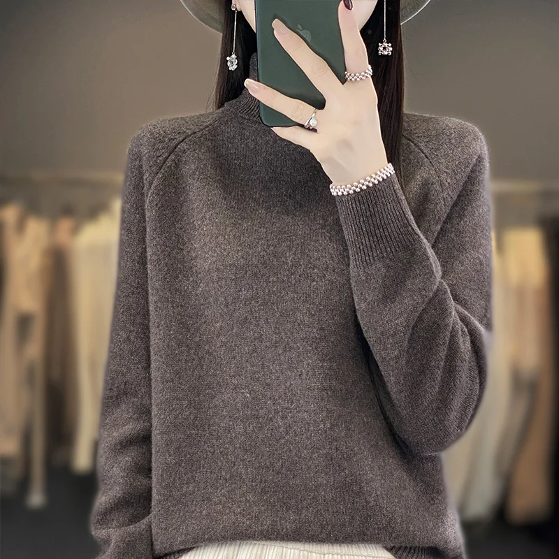 New Cashmere Sweater Women\'s Turtleneck Pullover Women\'s Fashion Cashmere Sweater Women\'s Thickened Knitted Sweater Long Sleeved