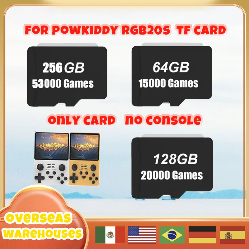 

For Powkiddy Rgb20s Tf Card Handheld Game Machine Expansion Card 256g 128g 64g 58000 Games Classic Simulator Mamory Card