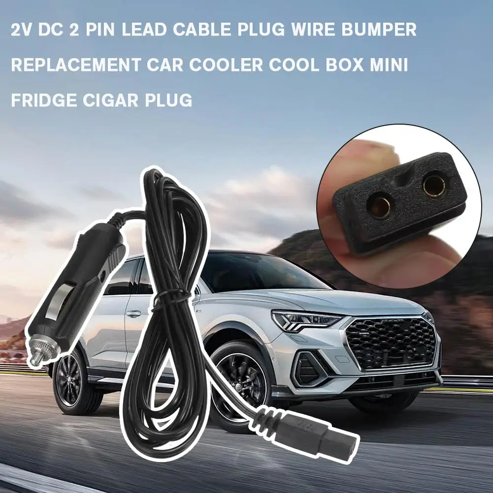2m 12/24V Lead Cable Plug Wire 2 Pin Charger For Car Cooler Cool Box Mini Fridge Car Refrigerator Cigarette Lighter Power Cord