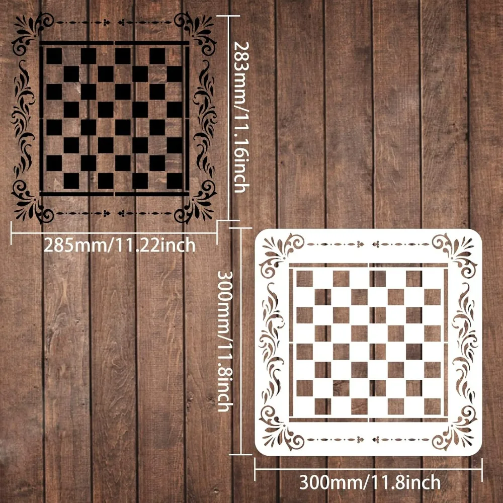 Modern Checkerboard Template 11.8x11.8inch Painting Chess Checkers Lined Gameboard Family Game Home Decor Gift Best Vinyl Large