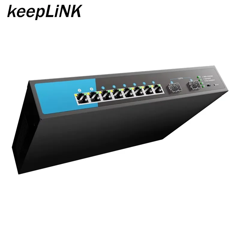 10-ports enterprise managed switch full gigabit 8 copper with 2 sfp uplink L2 & L3 switching built-in power 3