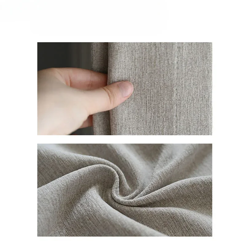 

Japanese Curtains for Living Dining Room Bedroom Scandinavian Cotton and Linen Imitation Chenille Blackout Coral Hemp Custom