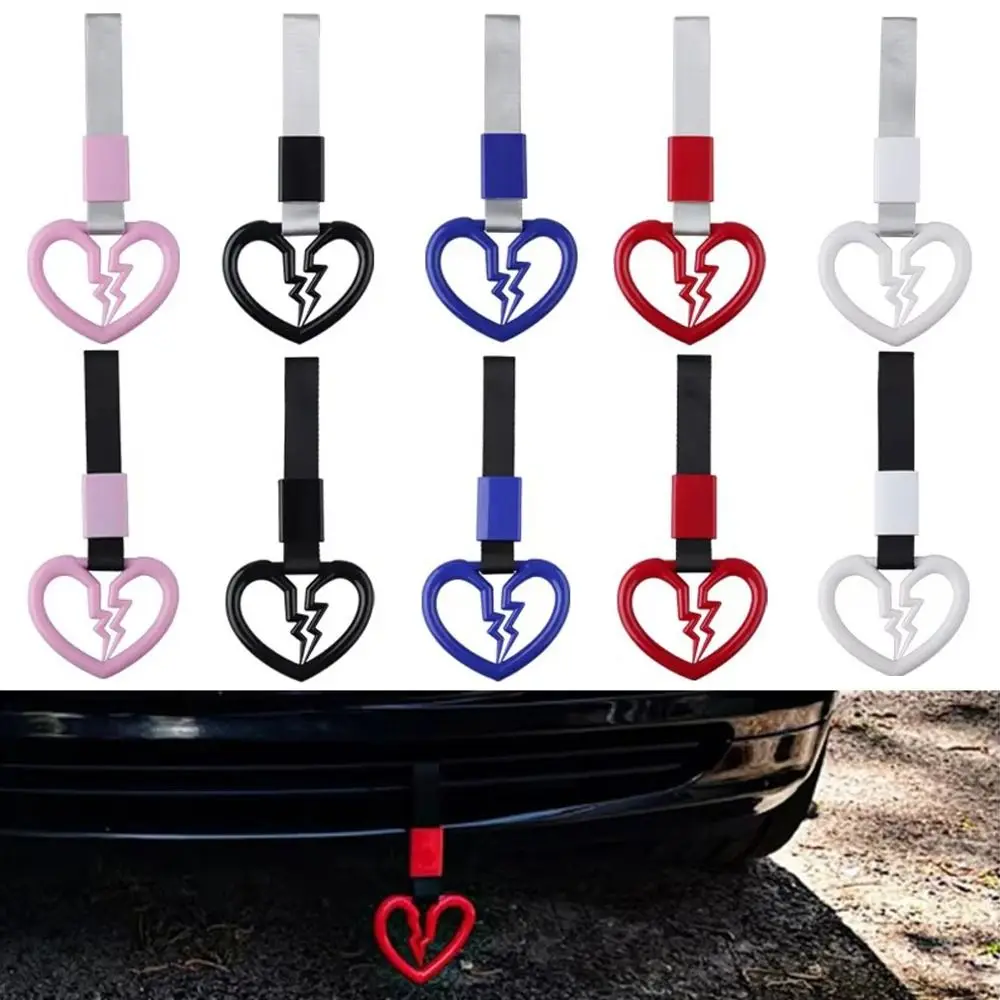 Cute Plastic Tow Ring Anti-Static Broken Heart Shaped Strap Decorative Rear Bumper Warning Ring Car Accessories