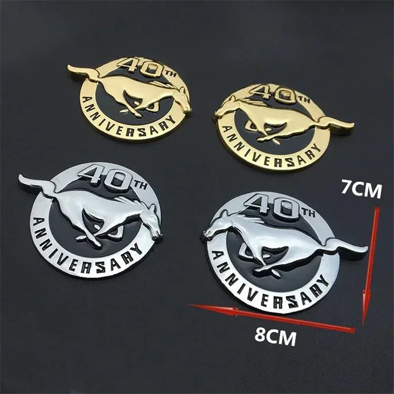 Car Accessories 8X7CM Running Horse 40TH ANNIVERSARY Logo Emblem Metal Badge Rear Turnk Car Sticker for Ford Mustang Shelby GT - view 3