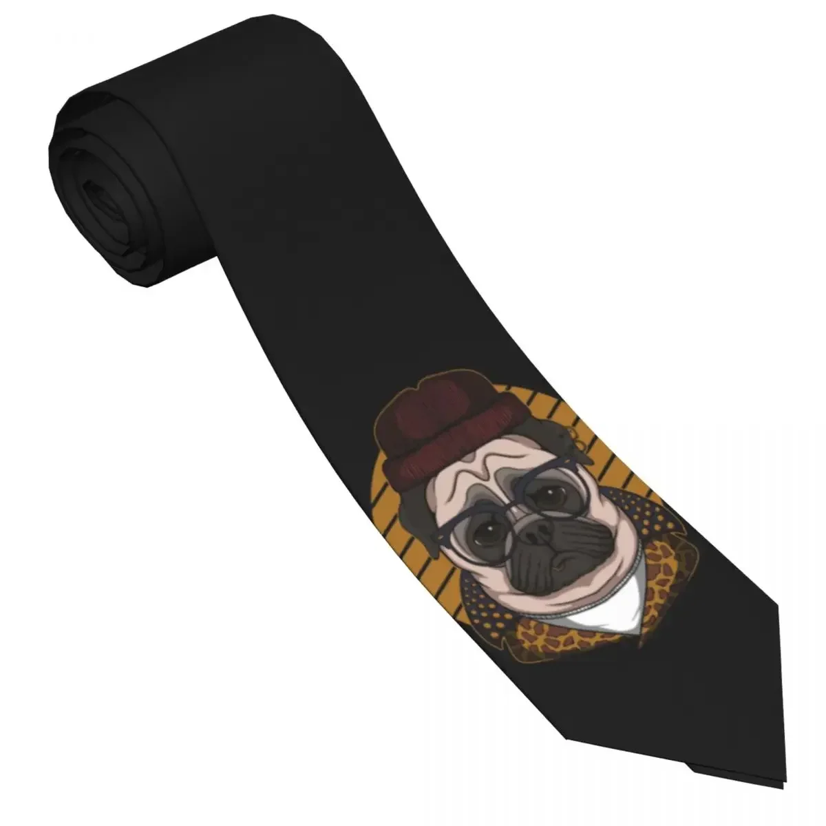 Fashion Graffiti Tie Pug Dog Cartoon Graphic Neck Ties Elegant Collar Tie Men Women Daily Wear Party Necktie Accessories