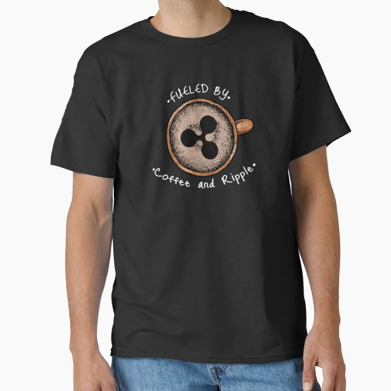 

Fueled By Coffee and Ripple (XRP) Crypto Token Cryptocurrency Blockchain Wallet HODL Gift T shirt for man Large size Tops