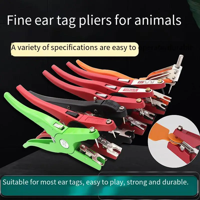 Livestock Ear Tag Plier, Animal Ear Tag Install Tool 90 Degrees Applicator Puncher Tagger for Livestock Pigs Sheep Goats Cattles