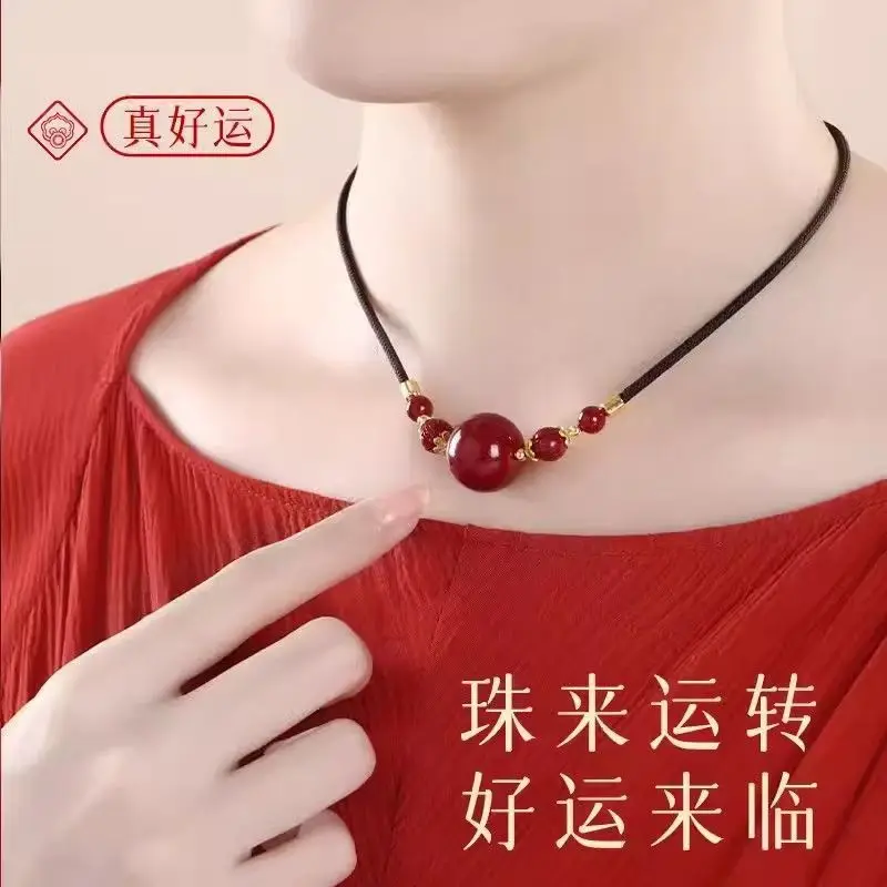 

Fortune Locking Clavicle Chain Six-Word Mantra Purple Gold Sand Transfer Bead Necklace Pendant