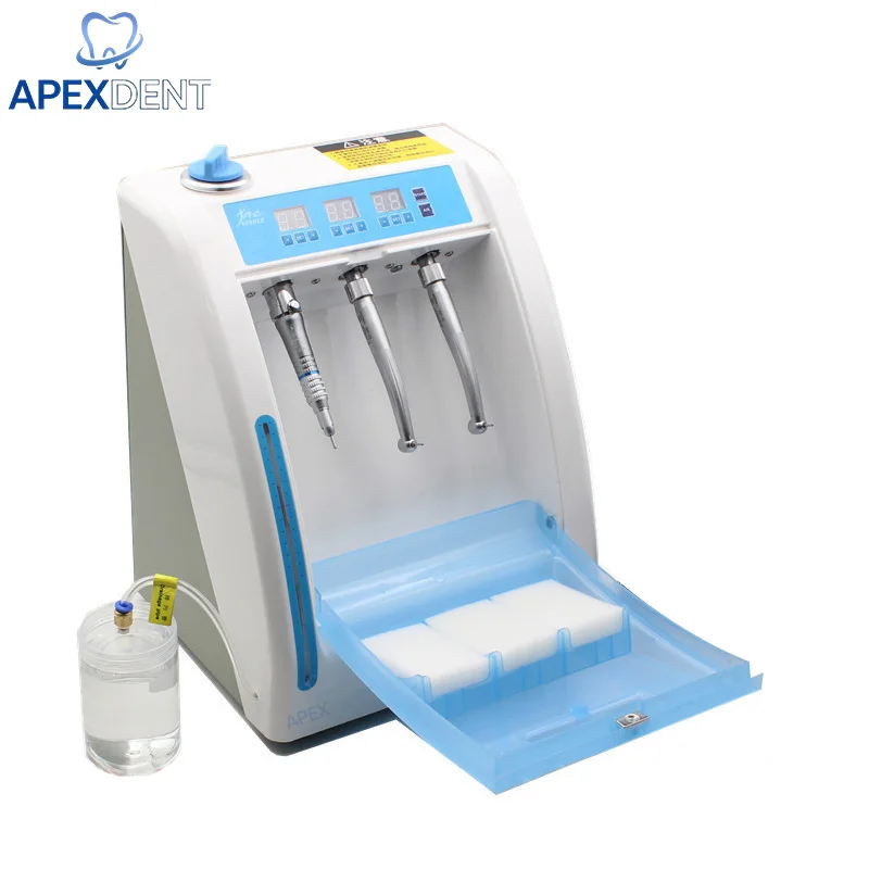 Dental Greasing & Curing Machine Dual-Voltage 220V/110V Dental Oiler Cleaning Oil Filling Machine 3000 rpm for Dental Clinic