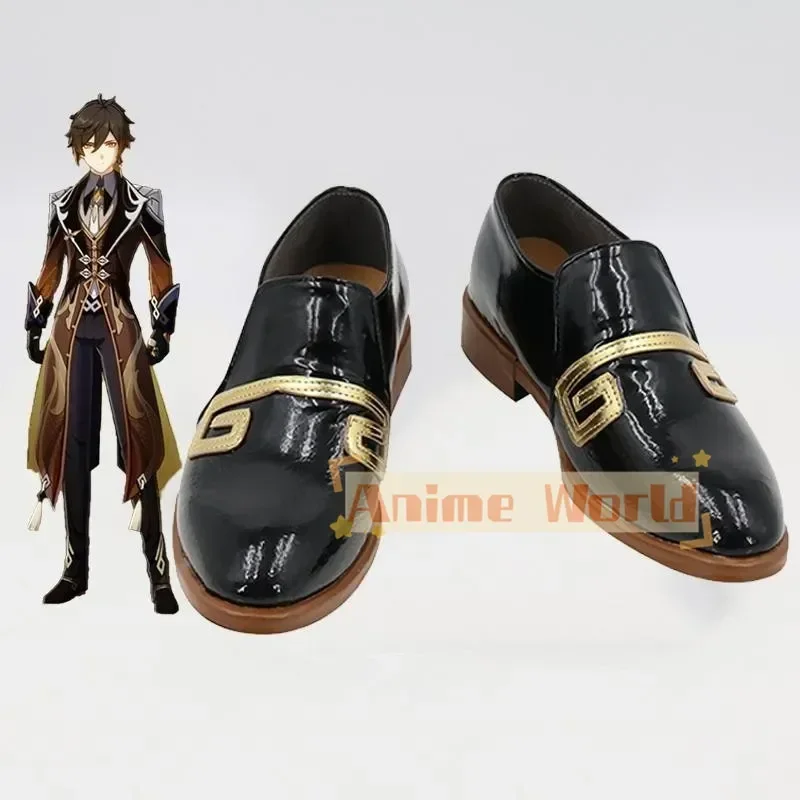 

Genshin Impact Zhongli Black Cosplay Shoes Custom-Made Halloween Carnival Party Props