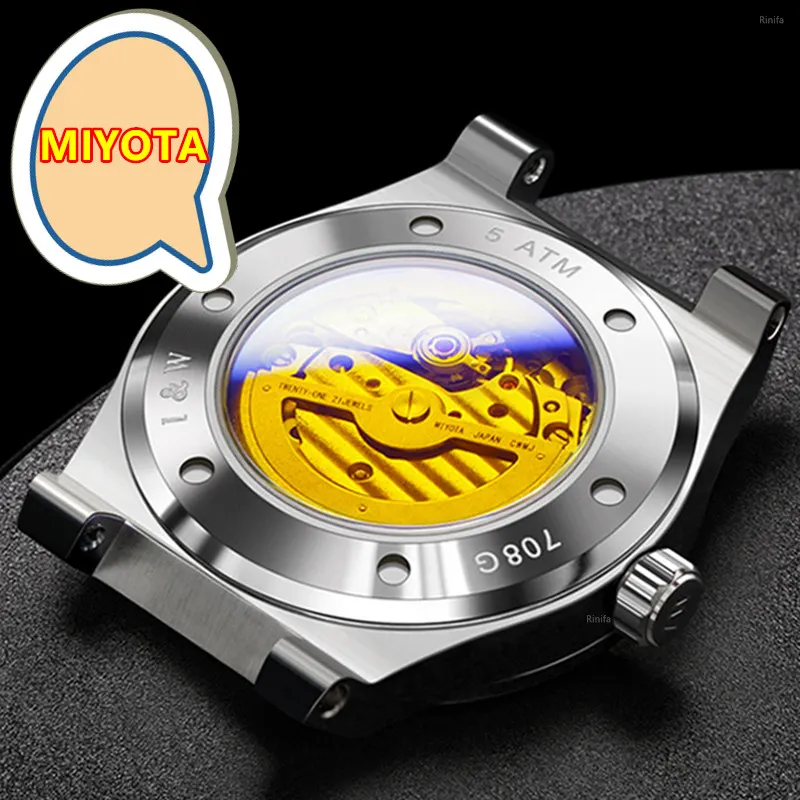 Switzerland I&W Mechanical Watch for Men Luxury Brand MIYOTA Automatic Men Watches HD Luminous Earth Relogios Masculino Sapphire