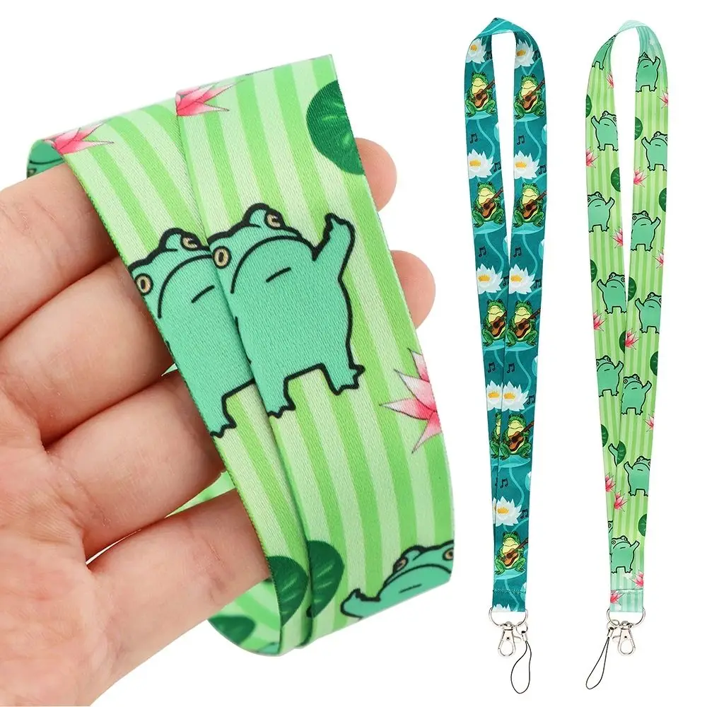 Mobile Phone Strap Key Ring Holder Webbings Ribbon Keychain Ribbon Frog Print Neck Strap Badge Holder ID Card Pass Hang Rope