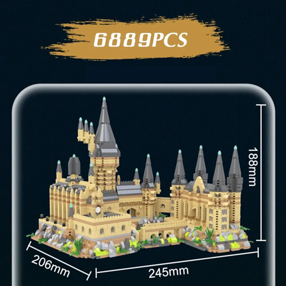 Magic Harris Castle 6369PCS City College Micro Building Blocks Architecture Diamond Mini Bricks Education Toys Gifts Kids