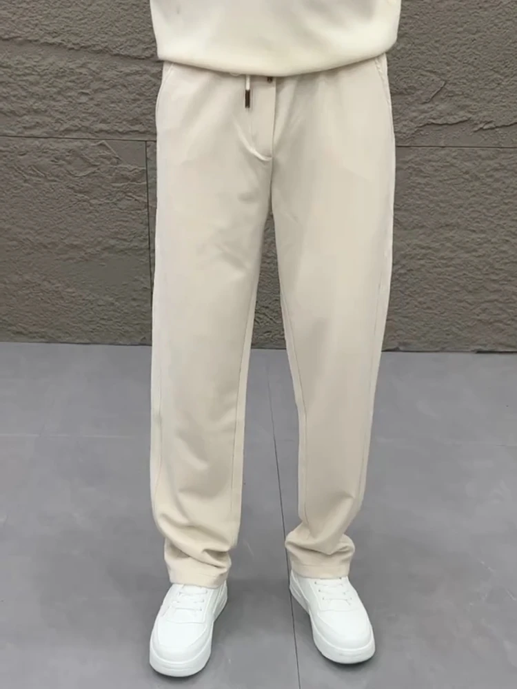 

Мужские весенне-летние высококачественные трикотажные брюки в полоску, эластичные, дышащие, прямого кроя, повседневные, простые, струящиеся, деловые, стильные