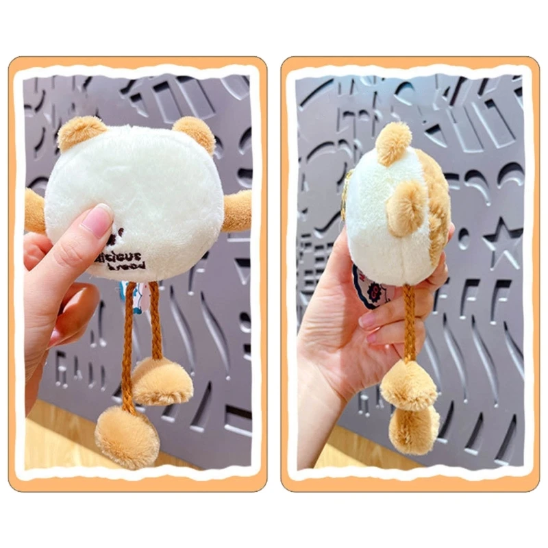 Plush Bread Pendant Keychain Cartoon Keyring for Handbags and Backpacks Bag Decoration