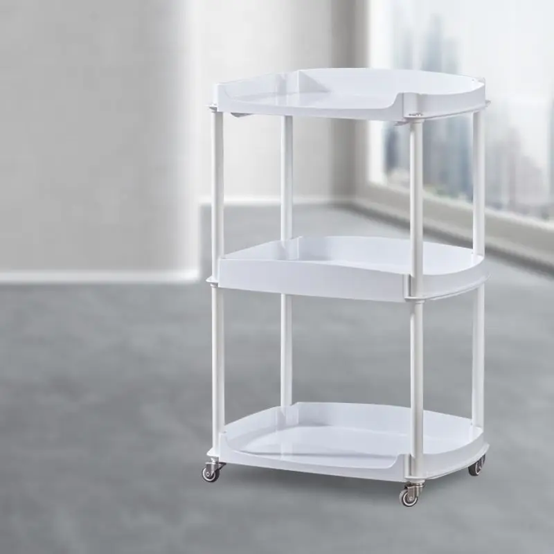 

Simple Plastic Sofa Side Several Movable Double Small square Tea Table Bedroom Metal Pole Bedside Shelf