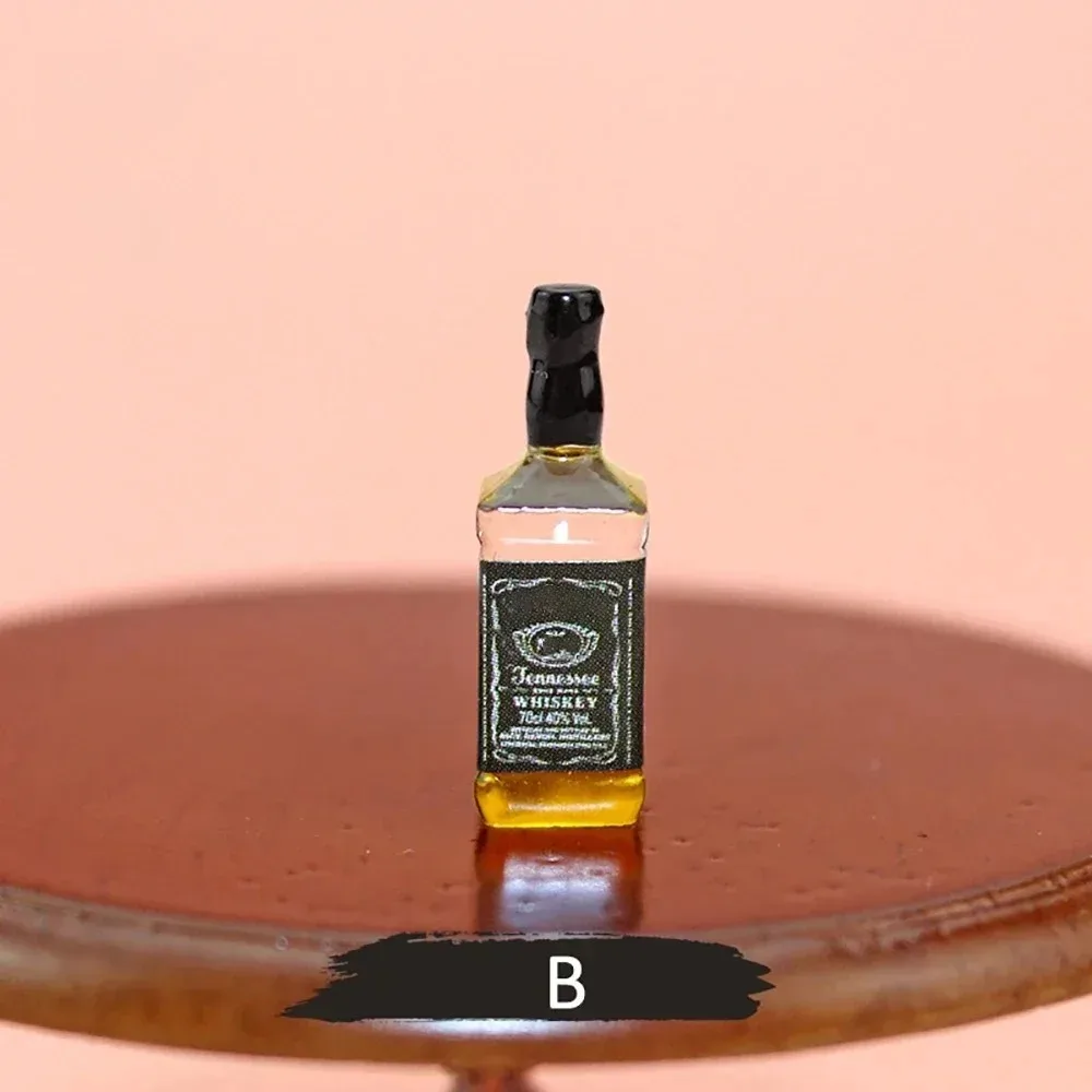 1/12 Scale Mini Resin Whiskey Bottle Model Dollhouse Miniature Wine Drink Ornaments Doll Home Scene Decor Accessories