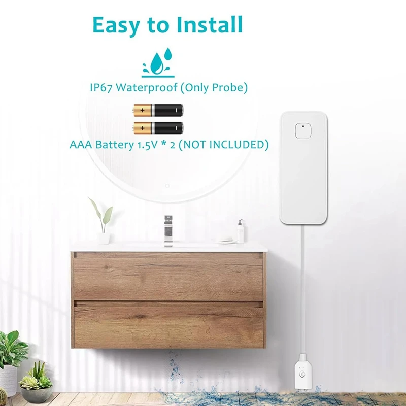 Wifi Water Ieak Detector For Home 3 Pack, Smart Water Leak Sensor With 80Db Alarm And App Alerts, Water Sensor Alarm