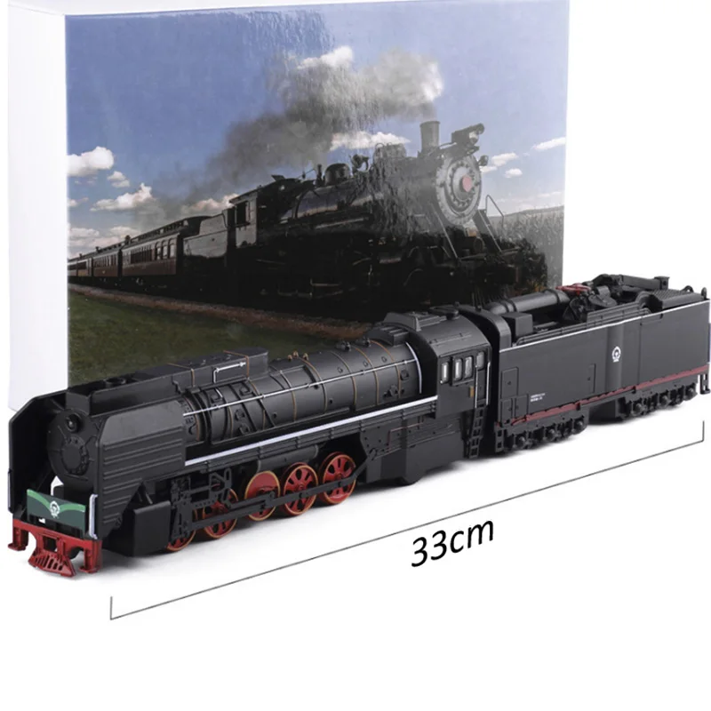 Diecast Toy Model/1:87 Scale/Class QJ2 No.0001 Gas-power Locomotive Train/Pull Back/Sound & Light Car/Classical