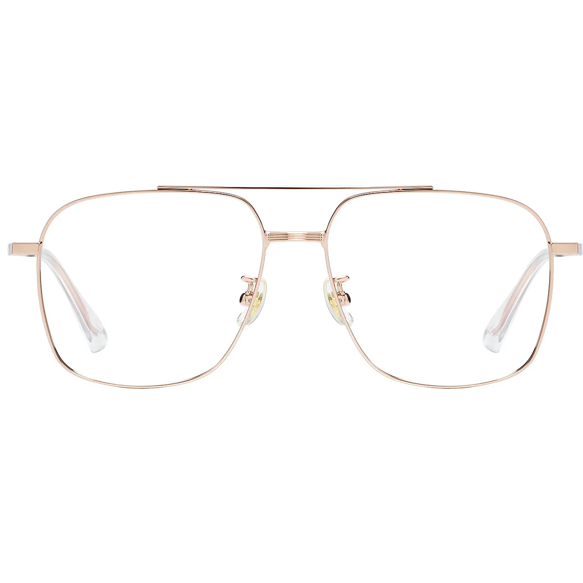 

FYTOO Retro Double - Bridge Metal Frame Glasses Men Women Fashion Clear Lens Eyewear 2002j
