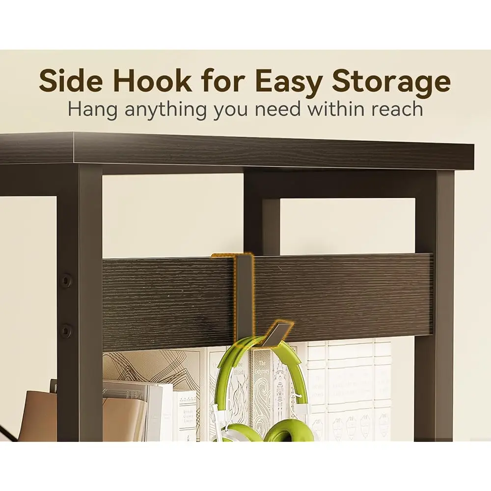 40 H Small Computer Desk With 4 Fabric Drawers, Modern Writing Pc Desk For Small Spaces, Study & Home Office Desk With Storage