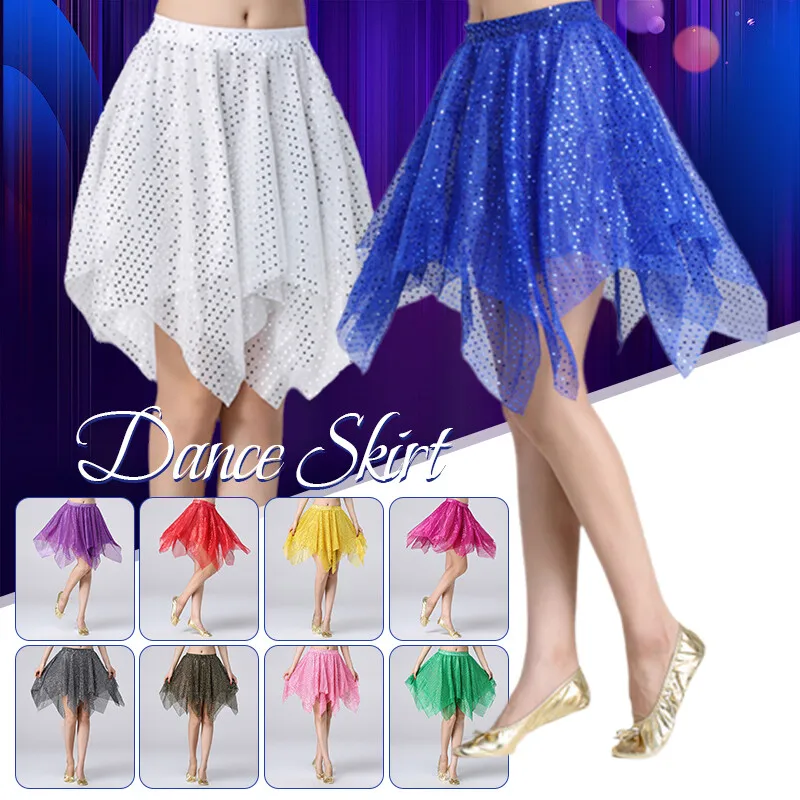 

Sequined Shiny Skirt Belly Dance Skirt Women's Performance Dance Costumes Outfits Tassel Dancewear Mini Skirt Accessories