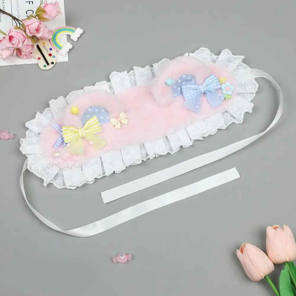 

Funny Bow Cat Ears Headband Lace Furry Bear Ear Hair Band Polka Dot Hair Clip Lolita Bandeau Lolita Accessories