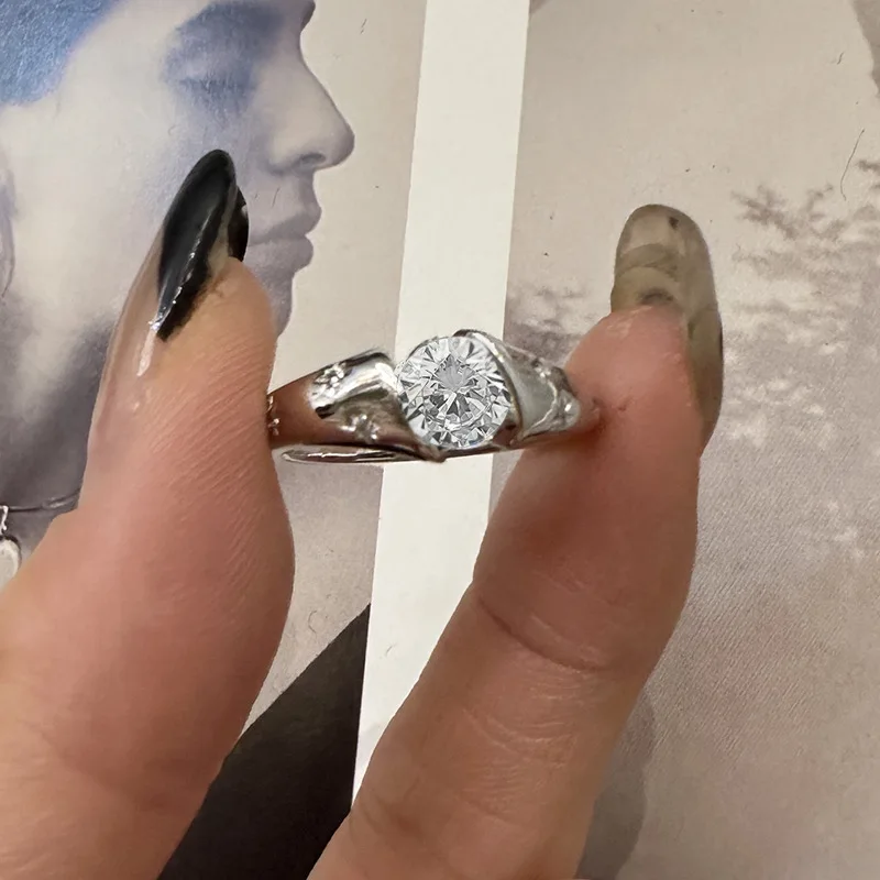

Vintage Lab Moissanite Diamond Ring 100% Real 925 Sterling Silver Party Wedding Band Rings for Women Engagement Jewelry