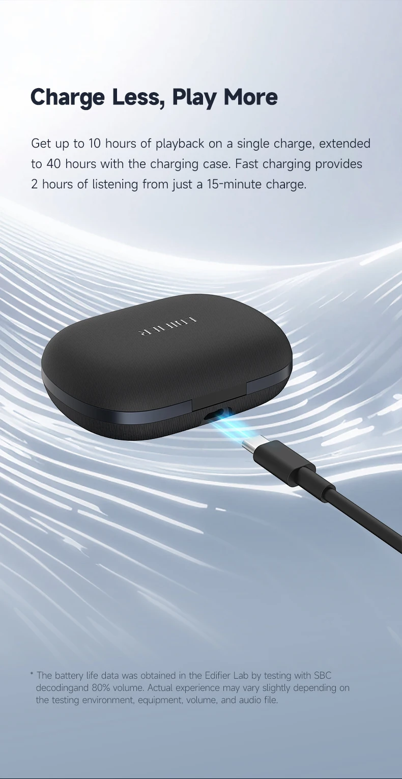 Edifier Comfo Flex Open-Ear True Wireless Ohrhörer Hi-Res Audio 40 Std. Spielzeit KI-Anruf-Geräuschunterdrückung Bluetooth 5.4 Kopfhörer – Detail 8