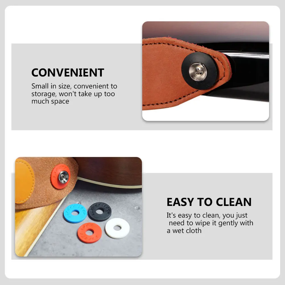 

12 Pcs Anti-slip Gasket Guitar Strap Elasticity Bass Protector Round Affordable Accessories Rubber Savers Blocks Non Comfort