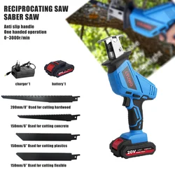 LYUWO 21V Rechargeable Cordless Reciprocating Saw With Adjustable Speed Outdoor Garden Woodworking Metal Cutting Band Saw Blade