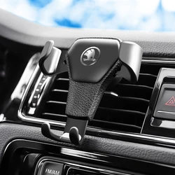 Gravity Car Mount GPS Mobile Phone Holder Vent Clip Installation For Skoda Fabia 1 2 Octavia A7 A5 Superb Rapid Yeti Karoq RS